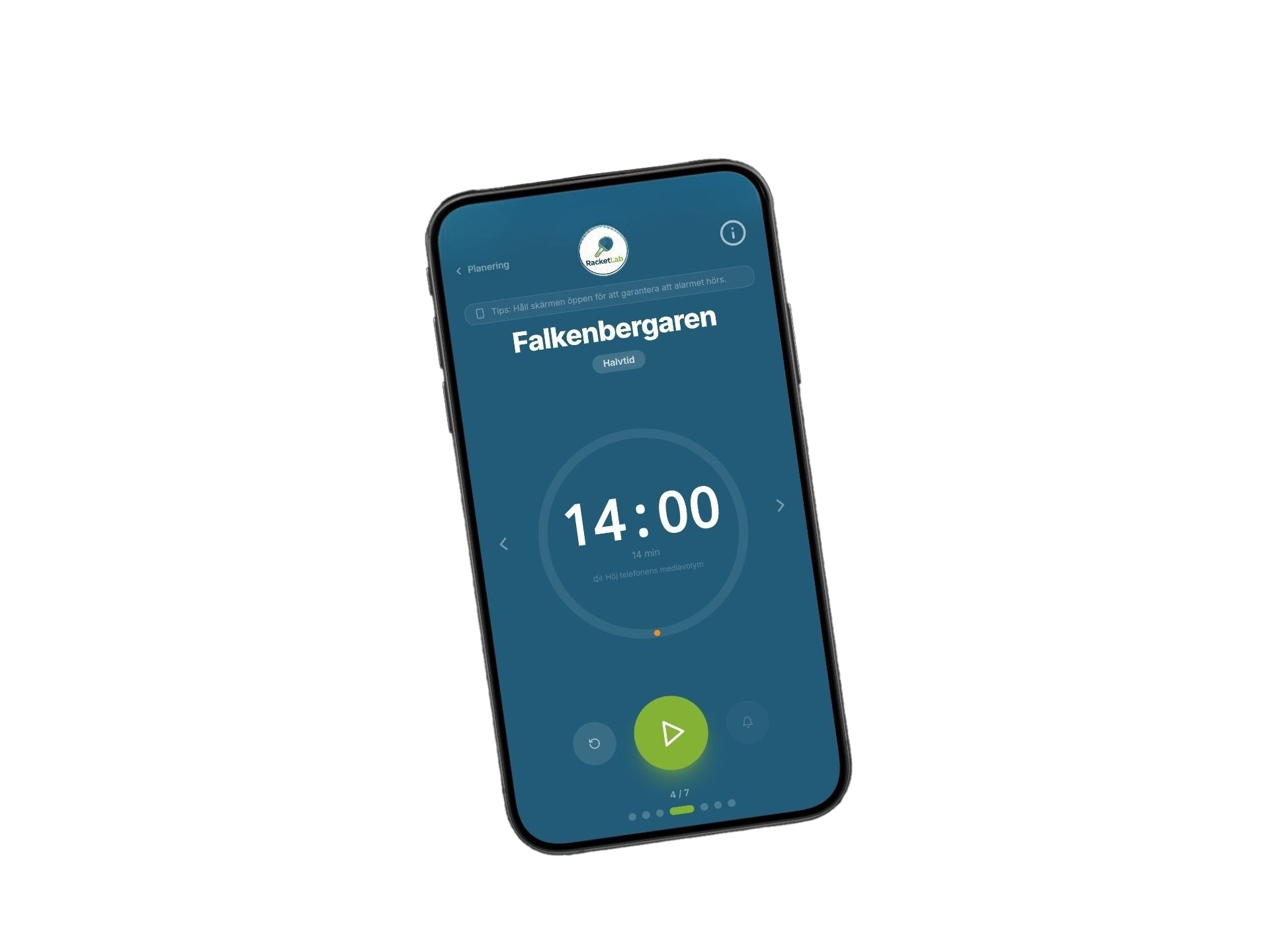 Racketlab tränarläge på mobil